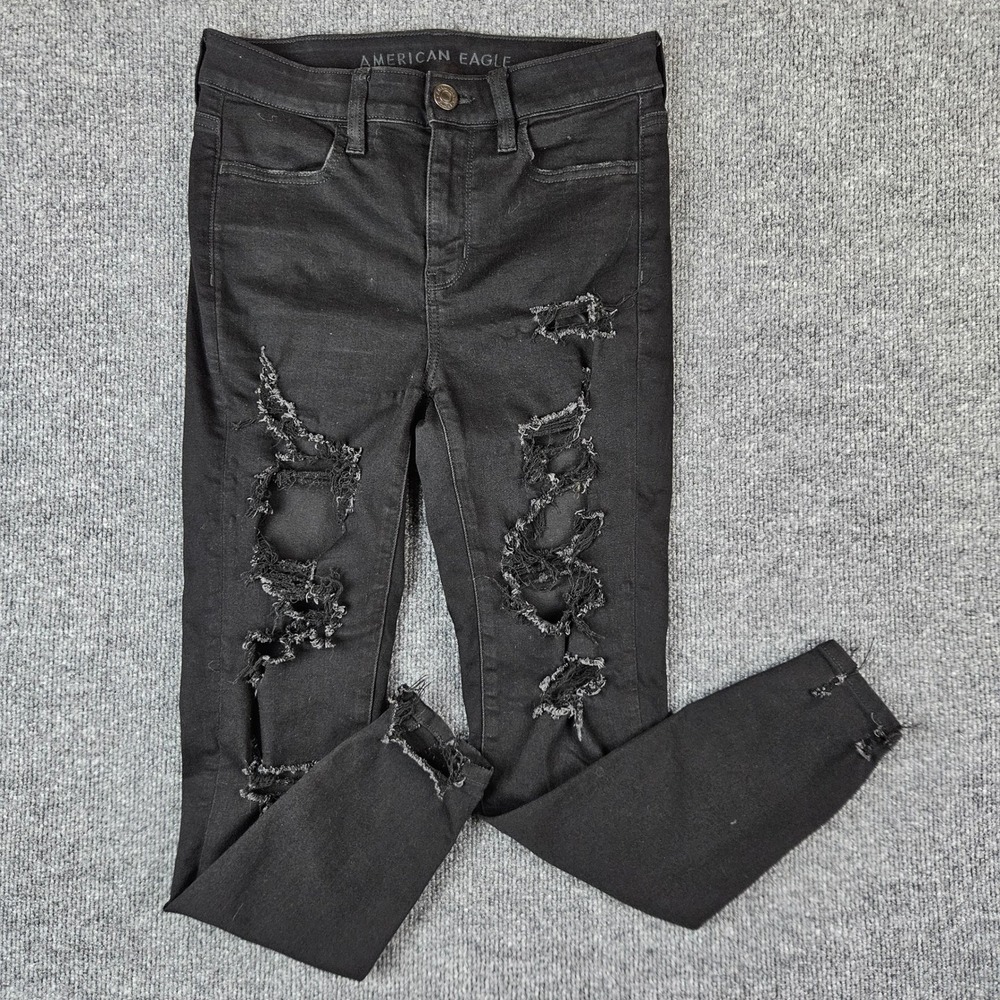American Eagle‎ Hi-Rise Jegging Jeans Women's 4 SHORT Ne(X)t Level Stretch Black